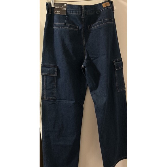 Sofia Jeans Womens Relaxed Straight High Rise Cargo Jeans Dark Wash Size 14 - Picture 4 of 10
